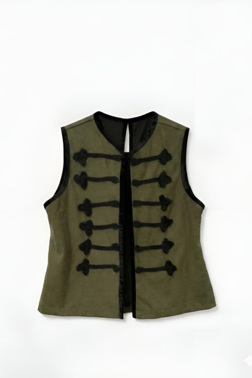 Chaleco Napoleón Gamuza Color Verde Militar Talla M/L